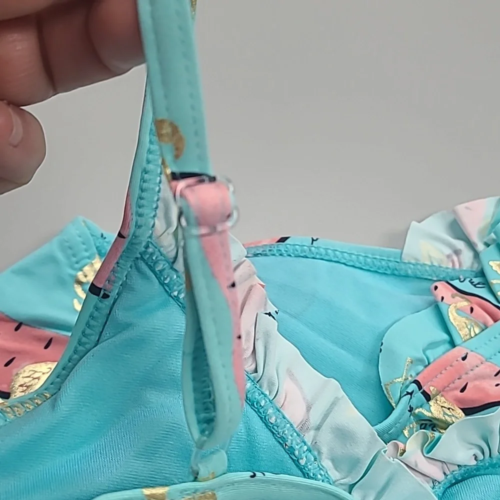 Envya Girls Swim Set - Blue Watermelon Print Size 6 NWT